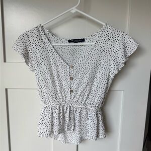 White Polka Dot Women's Top